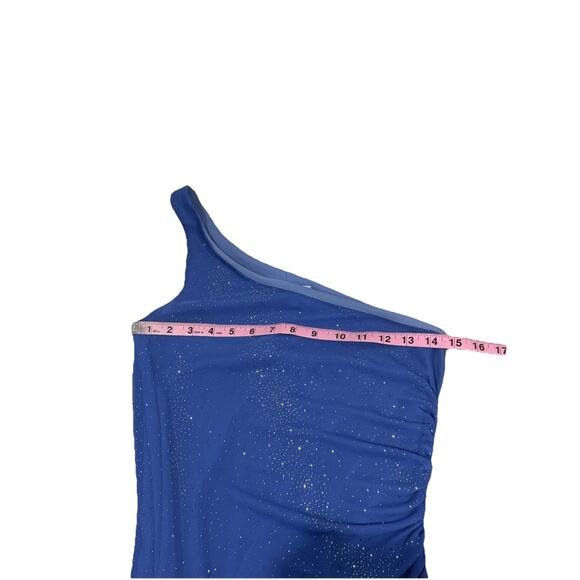 Vintage Y2K City Triangles One Shoulder Periwinkle Sparkle Shimmer Dress Fairy M - Picture 6 of 7